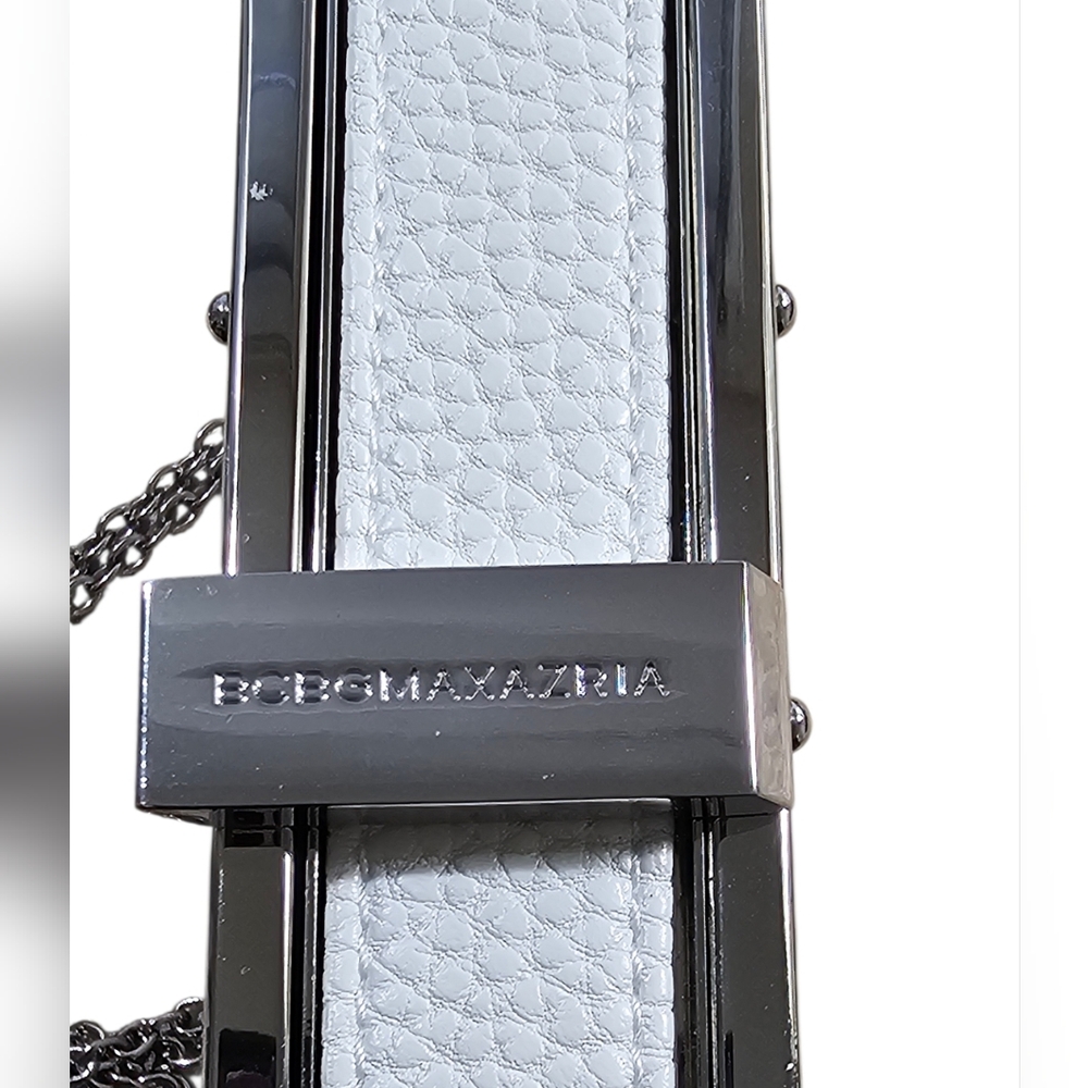BCBGMAXAZRIA Studded Frame Clutch / Shoulder Bag – Ivory Faux Pebbled Leather - Picture 8 of 11